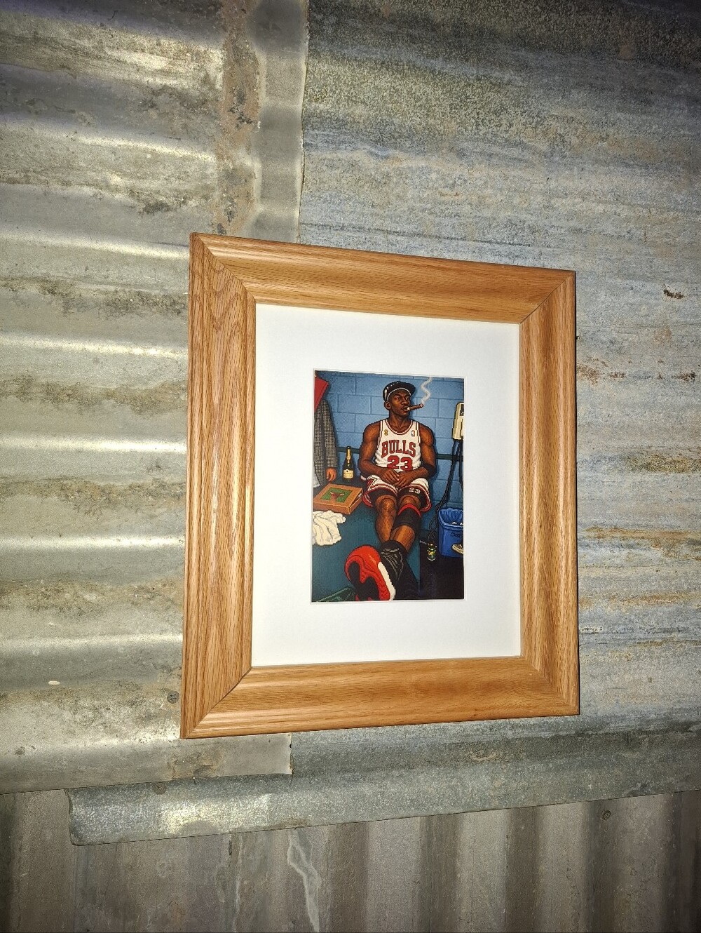 8 Bit Michael Jordan Locker Room Framed Art Print By Neon Nicho